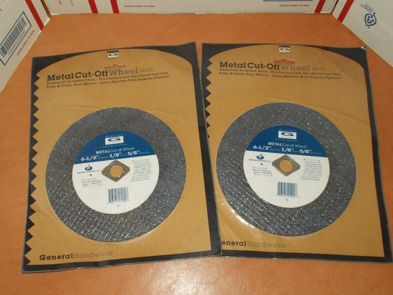 GENERAL HARDWARE METAL CUT OFF WHEEL/SAW BLADES 6 1/2" X 1/8" X 5/8" QTY. 2