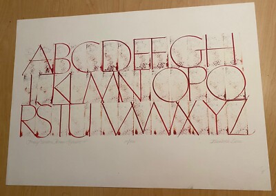 Elizabeth Lucas Freely Written Roman Alphabet Print Poster Signed Letters 18x25