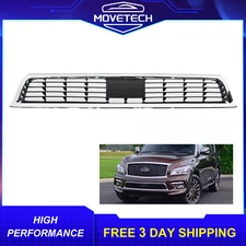 Fits 2015 2016 2017 Infiniti QX80 5.6L New Front Bumper Grille Chrome