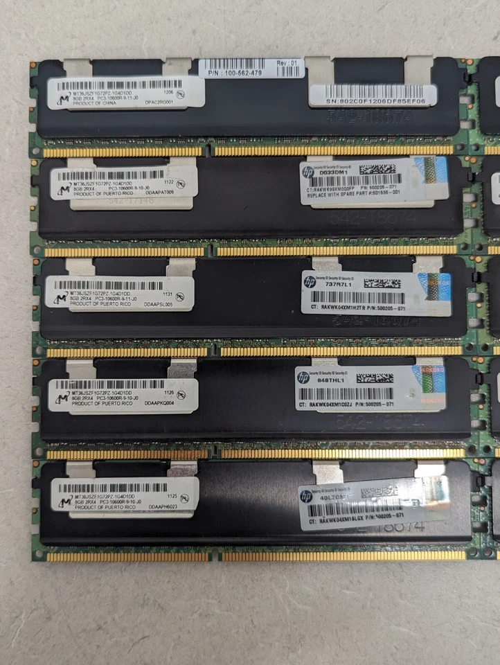 Lot of 10 8GB (80GB) Micron PC3L-10600R DDR3 ECC RAM - MT36JSZFIG72PZ-1G4D1 206 - Image 3 of 4