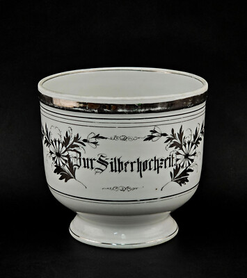 a-9240311 Porzellan Blumentopf Silberhochzeit Schlesien um 1900