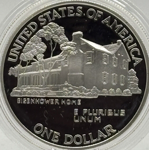 1990 P $1 Eisenhower Centennial Silver Dollar Proof #928 - Picture 8 of 9