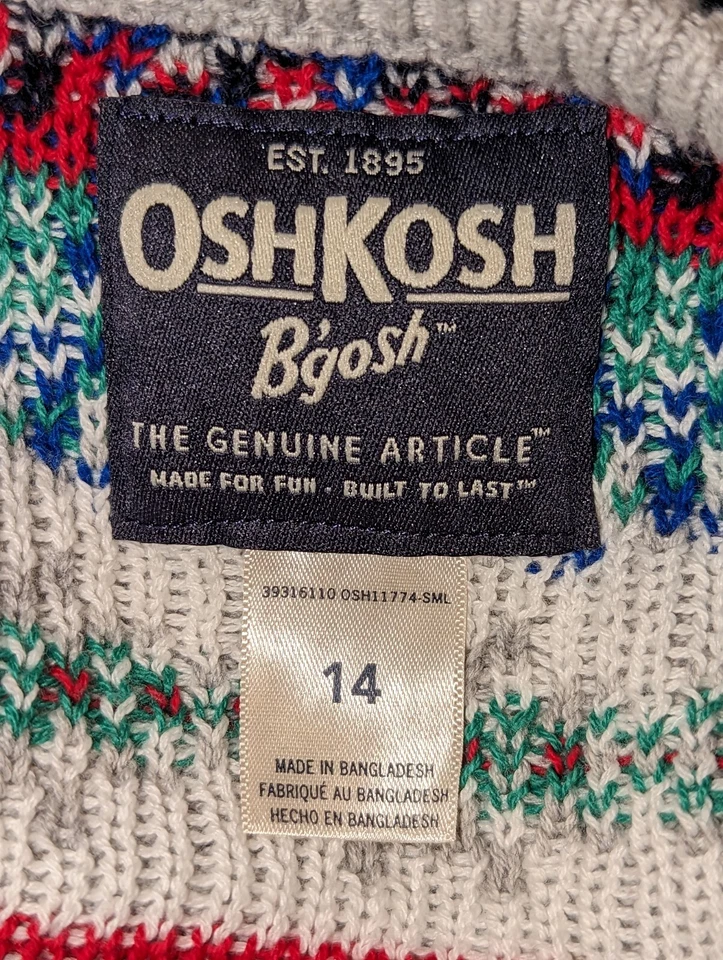 Suéter Osh Kosh Talla 14 Dinosaurio Niños O Mujeres Pequeño Fair Isle Nuevo con Etiquetas Foto 4 de 4
