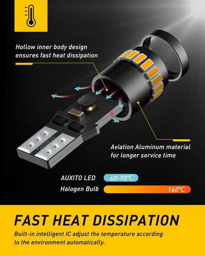 T10 LED Side Marker Light Bulbs 3K Amber Canbus Error Free 168 194 192 175 2825 - Picture 5 of 7