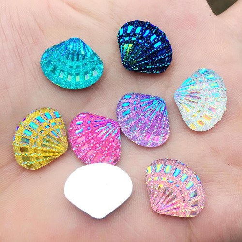 20 pz ciondoli Flatback Strass Shell AB Resina Conchiglie Ciondolo Realizzazione Album di Scrapbook - Foto 7 di 19
