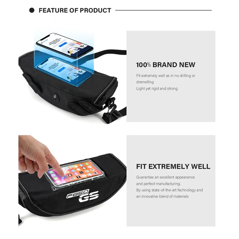 NUEVA Moda Motocicleta Manillar Bolsa de Viaje Impermeable Bolsa de Almacenamiento Apta para BMW Foto 4 de 4