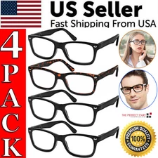 Mens Womens Reading Glasses 4 Pairs Unisex Classic Retro Style Readers All Power