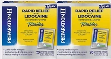 TWO (2) Preparation H Rapid Relief Totables Wipes - 20 Per Pack Exp. 10/2025