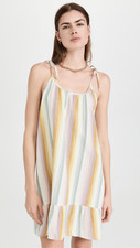 Madewell Lightestspun Tie-Strap Ruffle-Hem Cover-Up Dress in Rainbow Stripe