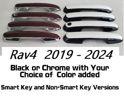 Custom Black OR Chrome Door Handle Overlays 2019-2024 Toyota Rav4 YOU PICK CLR