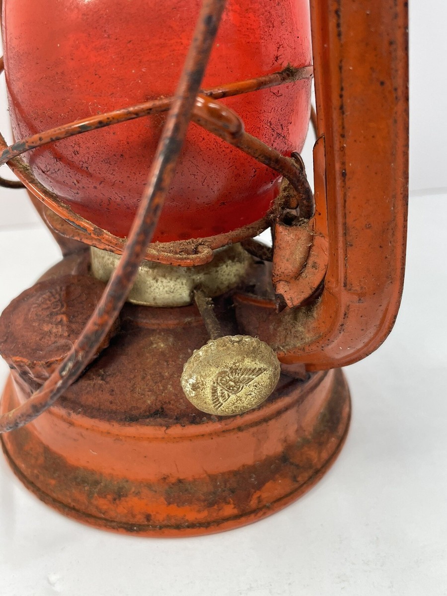 Vintage Winged Wheel No. 350 Red Orange Lantern Japan 7