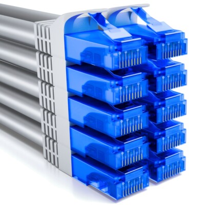 deleyCON 10x 0,5m CAT6 Patchkabel Netzwerkkabel RJ45 LAN DSL Ethernet Kabel grau