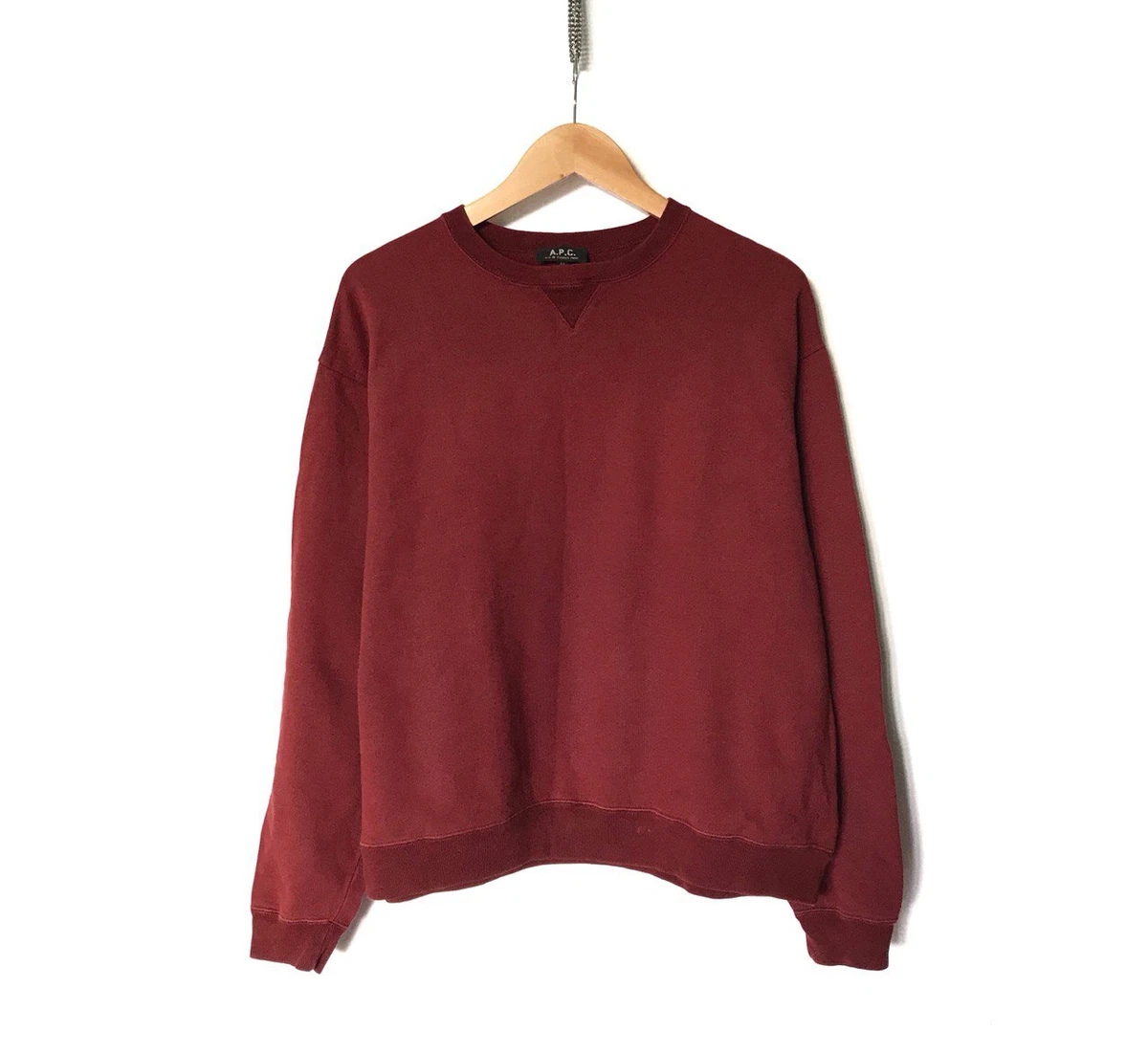 A.P.C. Long Sleeve Crew Neck Sweatshirt Pullover Size M Burgundy