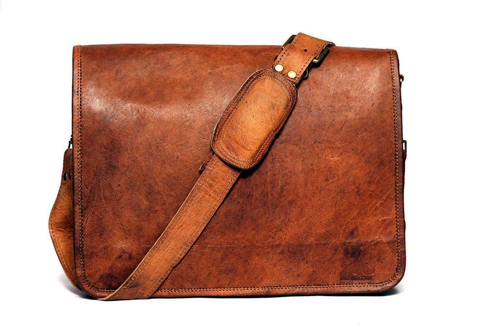 Men's Genuine Leather Vintage Laptop Messenger Handmade Bag Satchel Bag