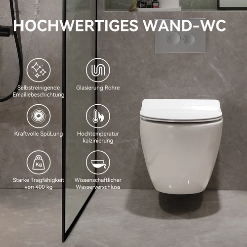Wand Bidet Set oder Spülrandloses Hänge WC Toilette abnehmbar Soft Close Sitz - Bild 9 von 35