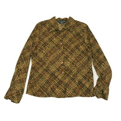 Preston & York Petites 10 Fall Colors Long Sleeve Button Up Fitted Blouse Career