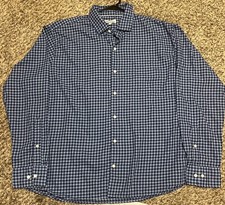 Peter Millar Halton Cotton Sport Button Up Casual Dress Shirt Blue XL