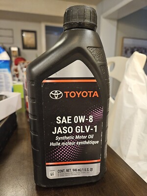 6 Quarts Toyota Genuine 0W-8 JASO GLV-1 Synthetic Motor Oil OEM