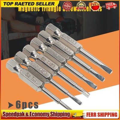 6pcs Magnetic Triangle Screwdriver Bits S2 Steel 1/4 inch Hex Shank Bit Set