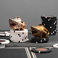 Vintage Poker Card Guards Fierce Shark, Card Protectors Lucky Shark Figurine
