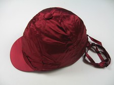 Helmet Cover Cap Cover Satin Maroon L with Straps Made in England