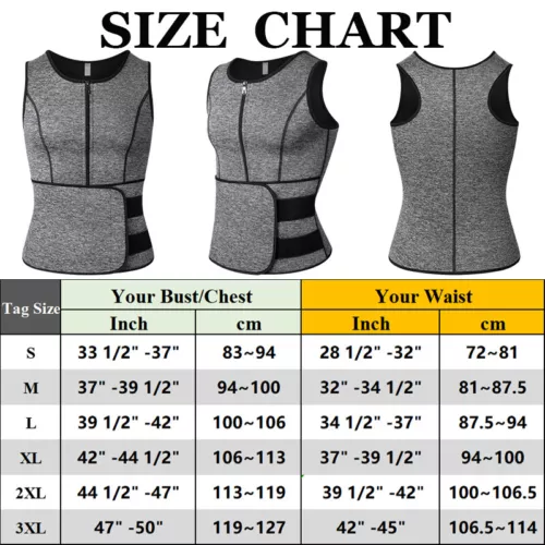 Men Sauna Sweat Vest Suit Waist Trainer Body Shaper Weight Loss Tank Top Workout - Picture 24 of 31