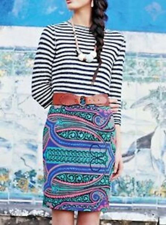 Falda Anthro Plenty de Tracy Reese lana lápiz estampado paisley talla 2