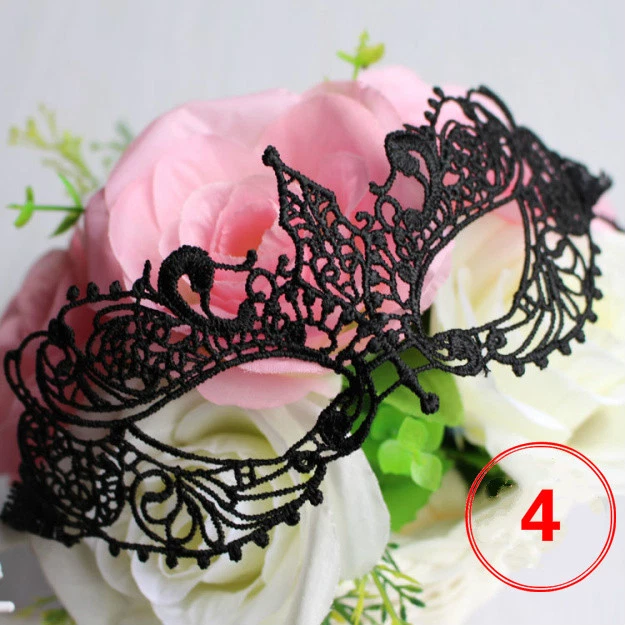 Mujeres Encaje Veneciano Mascarada Halloween Fiesta Máscara Facial Negro Floral Disfraz Foto 2 de 4
