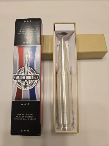 10oz Silver Bullet Bullion .50 Cal .999 Silver