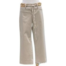 Cache Beige Stretch Pant Removable Wood Bead Belt New 118 NWT