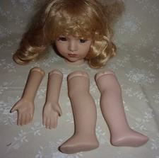 Porcelain China Doll - Head  Arms  Legs - Blonde Hair Blue Eyes