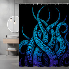 Octopus Tentacle Shower Curtain - Blue Art for Bathroom Decor