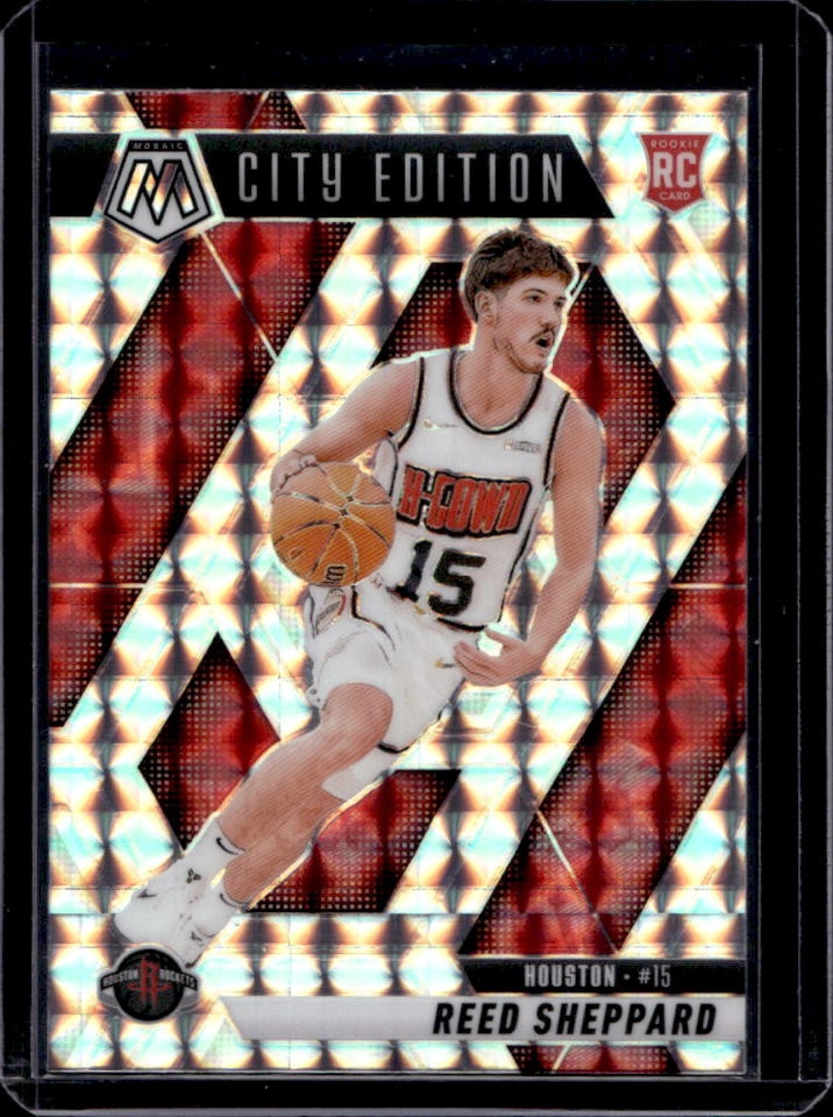 2024-25 Panini Mosaic Reed Sheppard RC Silver Mosaic City Edition #276 Rockets