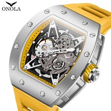 ONOLA Hombre Reloj Automático Completo Cuerda Automática Mecánico Hueco Esqueleto Impermeable