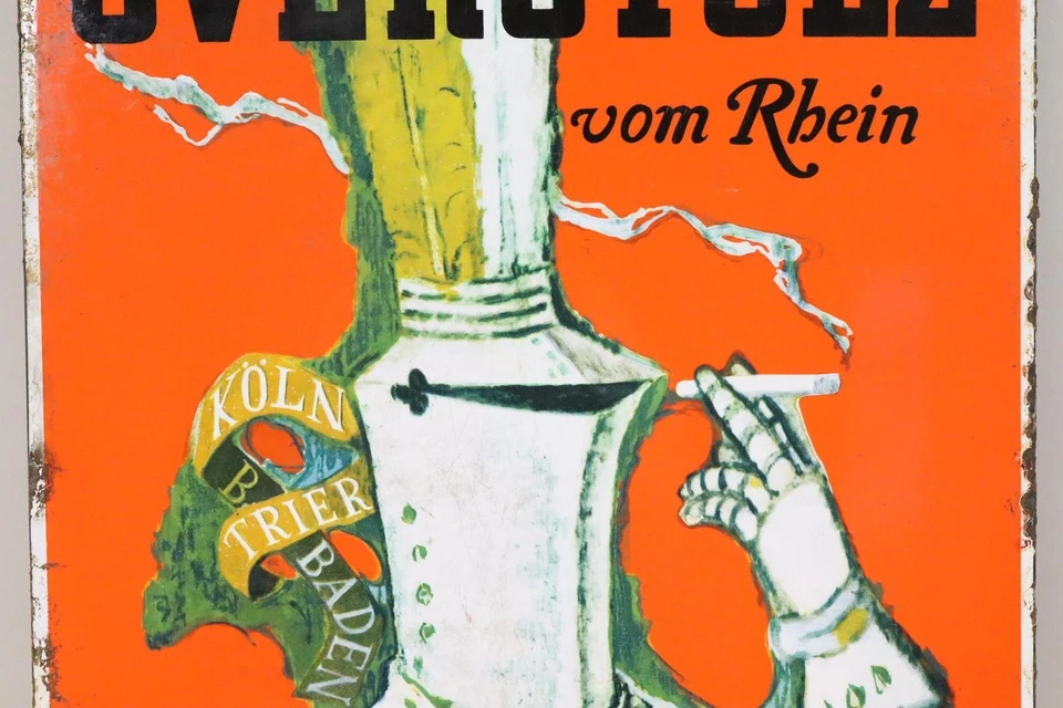 Altes Werbe Emailleschild Overstolz vom Rhein (BK6768) - Bild 4 von 4