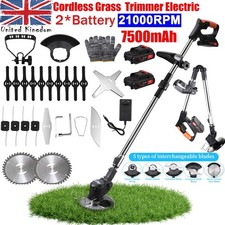 24V Cordless Electric Strimmer Grass Trimmer Weed Cutter Garden Edger +2 Battery