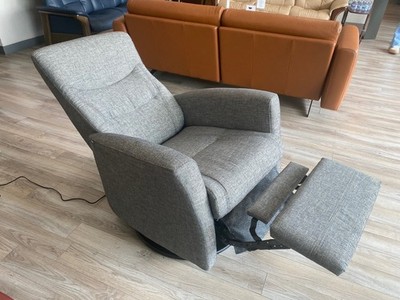Small Fjords Oslo Swing Relaxer Power Electric Recliner Chair Gray Fabric