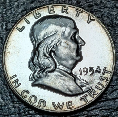 1954 PROOF Franklin Silver 50C FROSTY LUSTER! Old Glory C&C Daily 1c Auction!