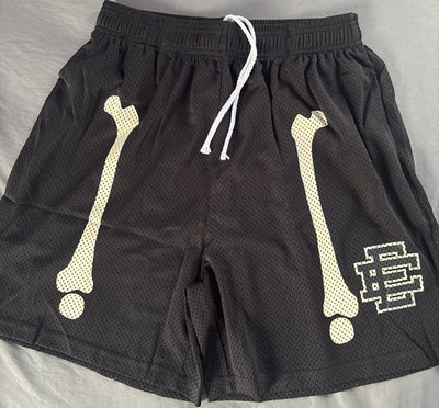 Eric Emanuel Men s Black Mesh Athletic Shorts S Drawstring Elastic Waist Logo