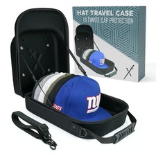 Hat Travel Case for Baseball Caps Hard Shell 9.5 x 5.5 x 13 inches, Black