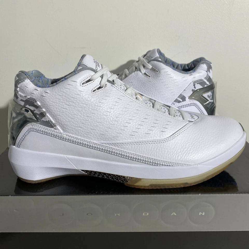 Talla 12.5 - Air Jordan 22 OG 5/8 Blanco Azul Universitario Para Hombres 316381-141 Envío Rápido Foto 2 de 4