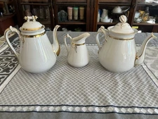 Antique Limoges Haviland & Co Porcelain Coffee Tea Pots Creamer Gold Rope Rare
