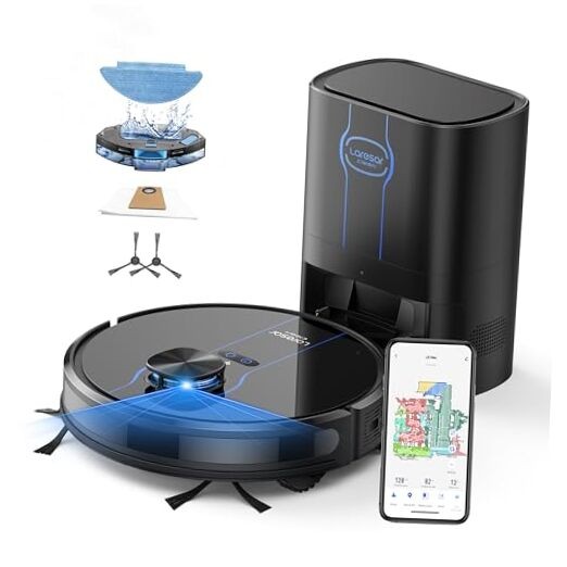 Robot Vacuum and Mop, 5000Pa Self-Emptying Robot Vacuum Cleaner, Lidar Black-image