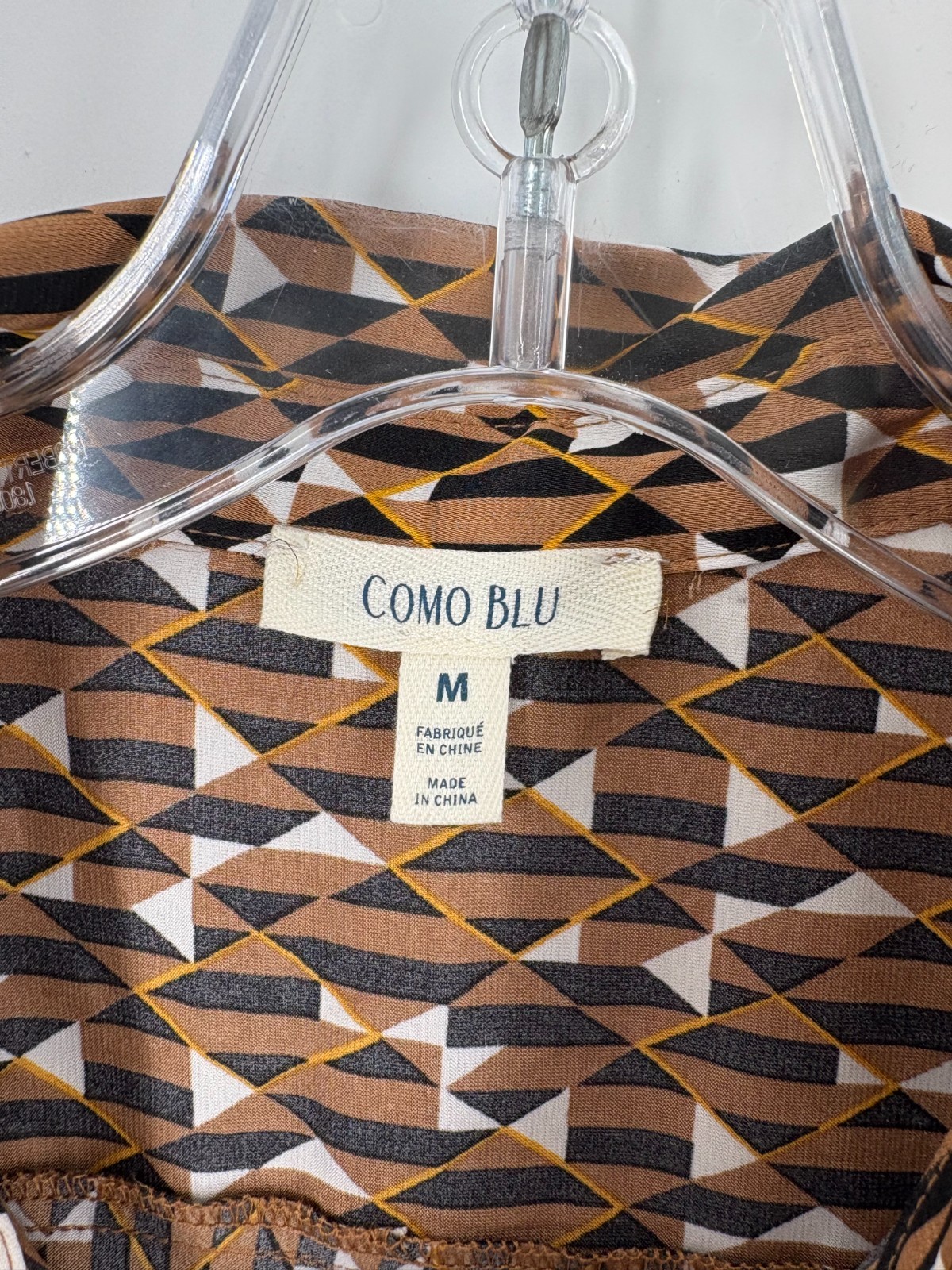 Como Blu Geometric Button Down Blouse Women’s M L… - image 3