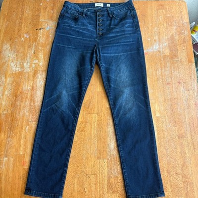Miss Me High Rise Skinny Jeans Womens 31 Dark Wash Button Fly Stretch Denim