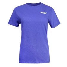 PUMA Essentials Logo Crew Neck Short Sleeve T-Shirt Womens Blue Casual Tops 6789