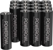 POWEROWL AA Rechargeable Batteries 2800mAh NiMH High Capacity 16 Pack