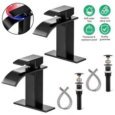 1/2 Pack Black Widespread Bathroom Sink Faucet Basin Vanity Mixer Waterfall Tap