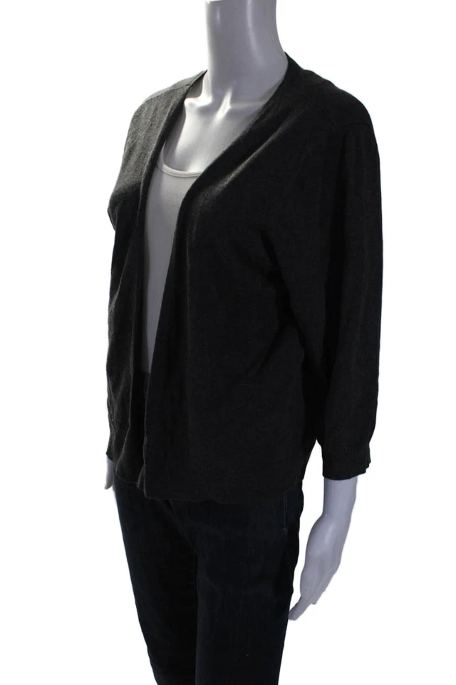 Cárdigan suéter top manga larga frente abierto gris oscuro DKNY para mujer talla L Foto 2 de 4