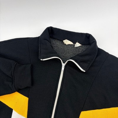 Vintage USA Olympics Track Jacket Mens Medium Black Yellow Colorblock Full Zip